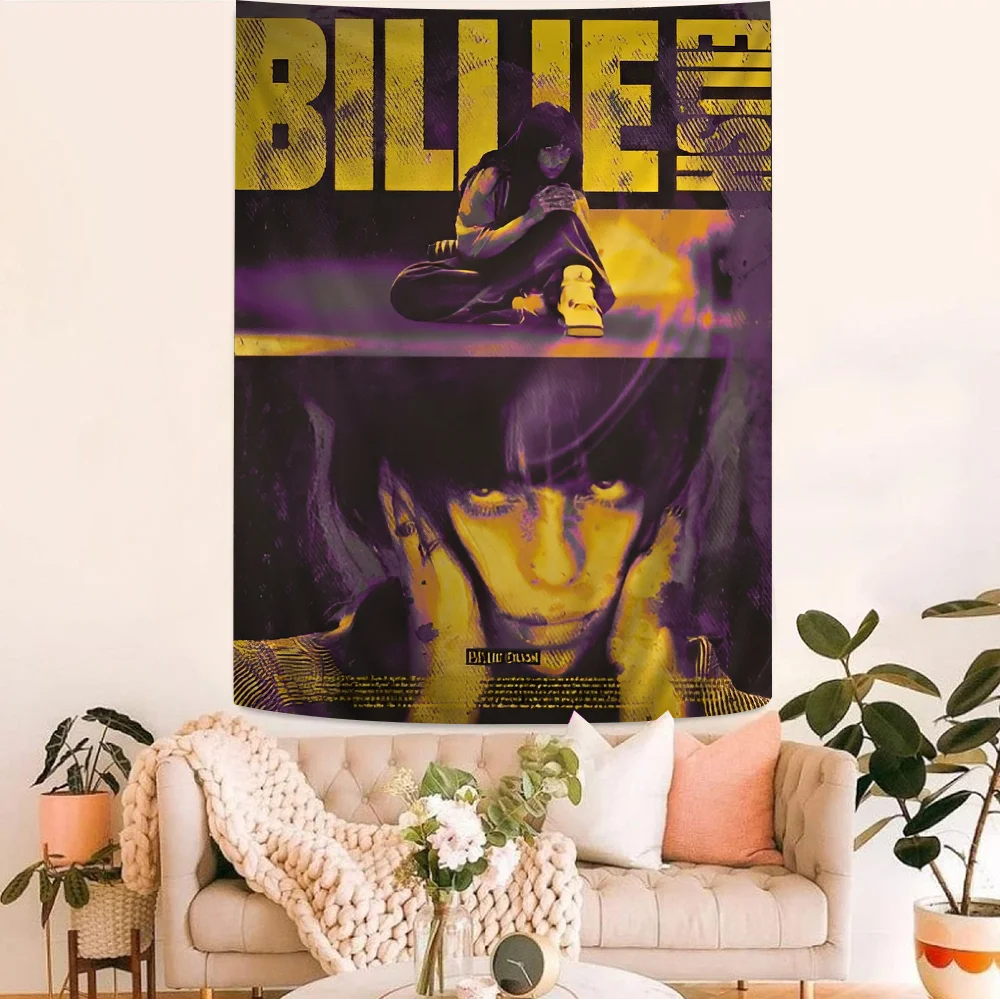 B-Billie E-Eilish Tapestry Art Printing Japanese Wall Tapestry Anime Wall Hanging Home Decor tapestry decor anime wall decor