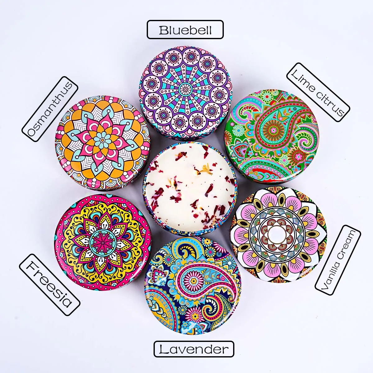 Luxurious Scented Candle Tin with Arabian Pattern - Romantic Fragrance Gift
