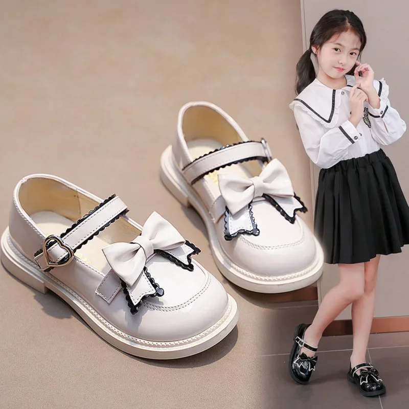 Girls Princess Leather Shoes Spring Autumn Black Children's Flats Fashion Sweet Kids Bowknot Mary Jane Shoes Glossy Thick Bottom - 3