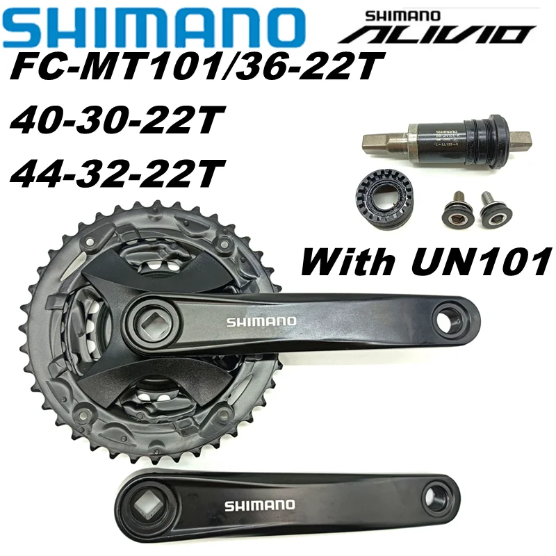 

Shimano ALIVIO FC-MT101 Crankset 3x9 Speed FC-MT101 Chainwheel Crank 170mm MTB Bike Crankset 40-30-22T BB UN101