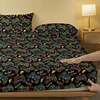 1 Cartoon Fun Printed Matte Fitted Sheet, Bedroom Printed Bed Cover, Bedding (Excluding Pillowcases) 3
