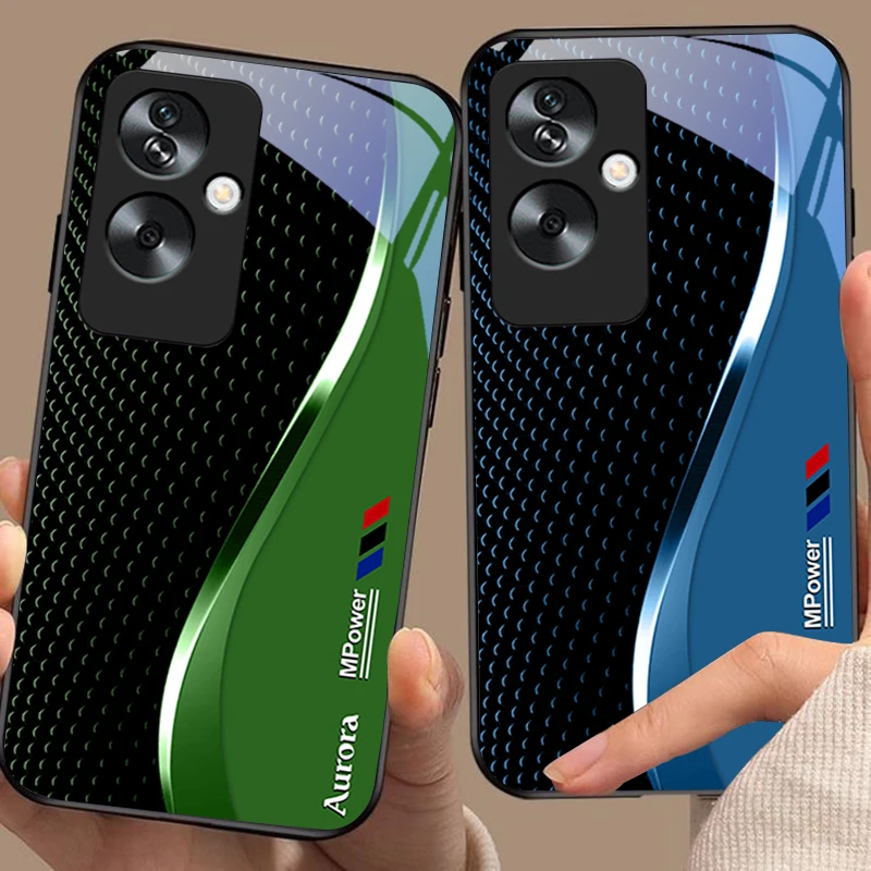 Sleek Black Phone Case with Tempered Glass Protection