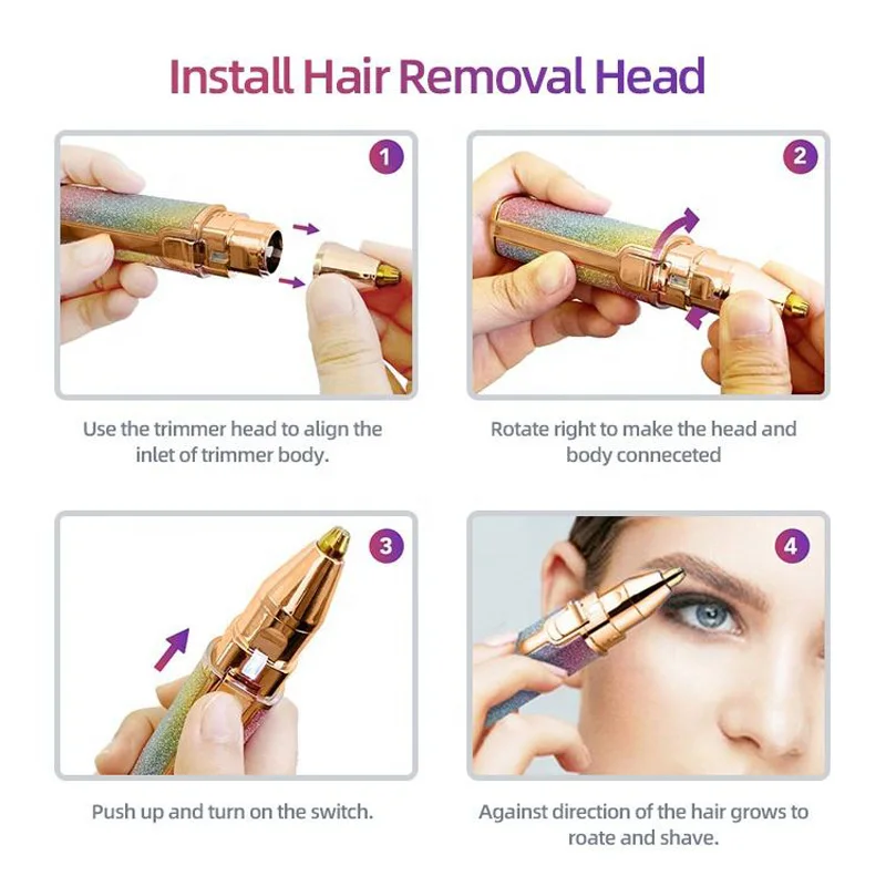 Electric Hair Remover Replacement Head Shaver Electric Eyebrow Trimmer Mini Shaver Epilator Painless Women'S Shaving