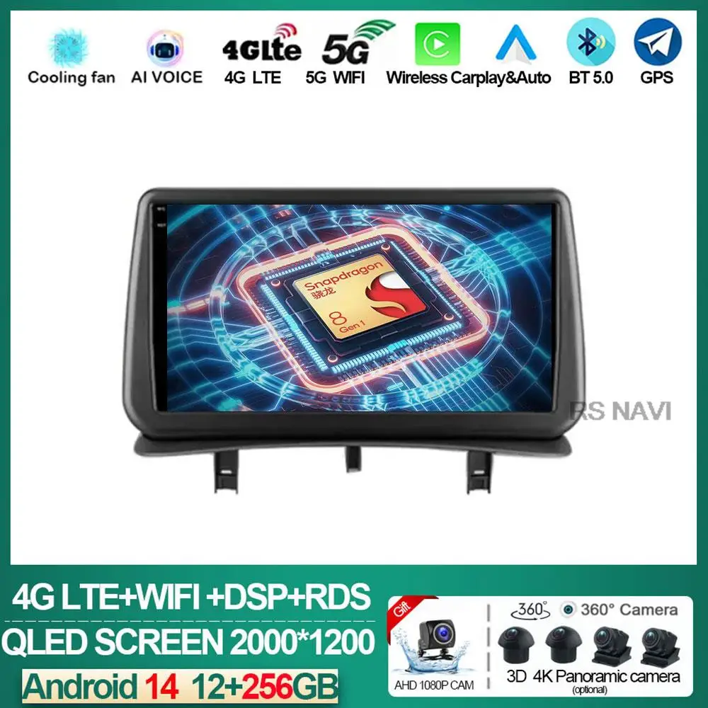 

Автомагнитола для Renault Clio 3 CLIO 3 2005-2014, 4G, Wi-Fi, навигация, GPS, Android, авто Carplay, стерео, Android 14, DVD-плеер без DVD