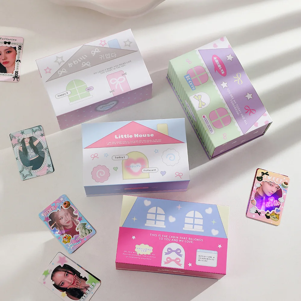 Kpop Photocards Toploader Collect Box Small Cards Storage Box Classification Stationery 3 inch House Series