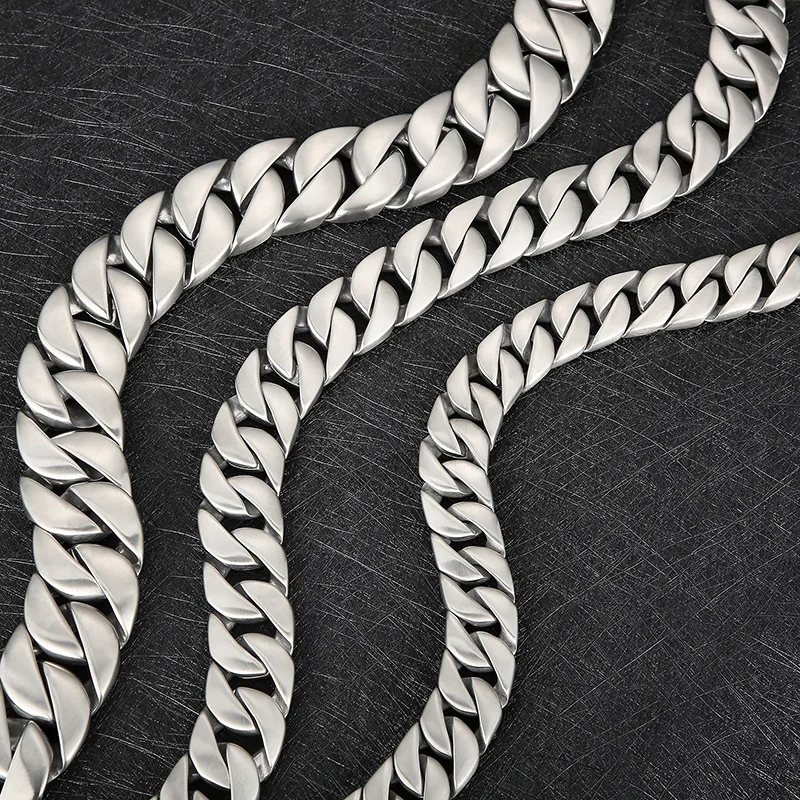 45/50/60 cm Länge Kreative Knochen Verschluss Kubanische Kette Edelstahl Große Dicke Halskette Einfache Dominierenden männer Schmuck – Detail 5