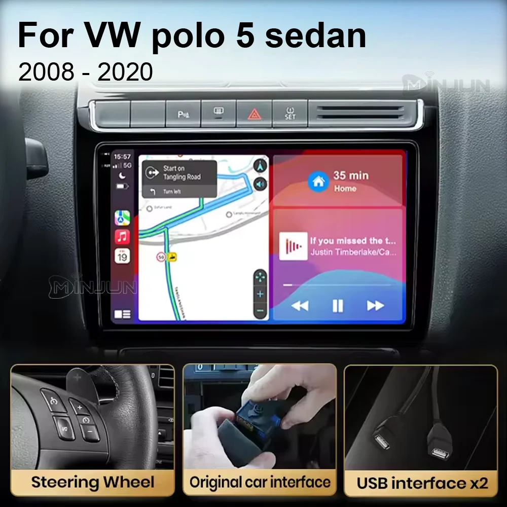 Radio para Auto Android 16 para VW Polo 6R 2008-2020, Navegación GPS, Qualcomm 8 Núcleos, 360 ° Cámara Panorámica Inalámbrica CarPlay para Auto 5