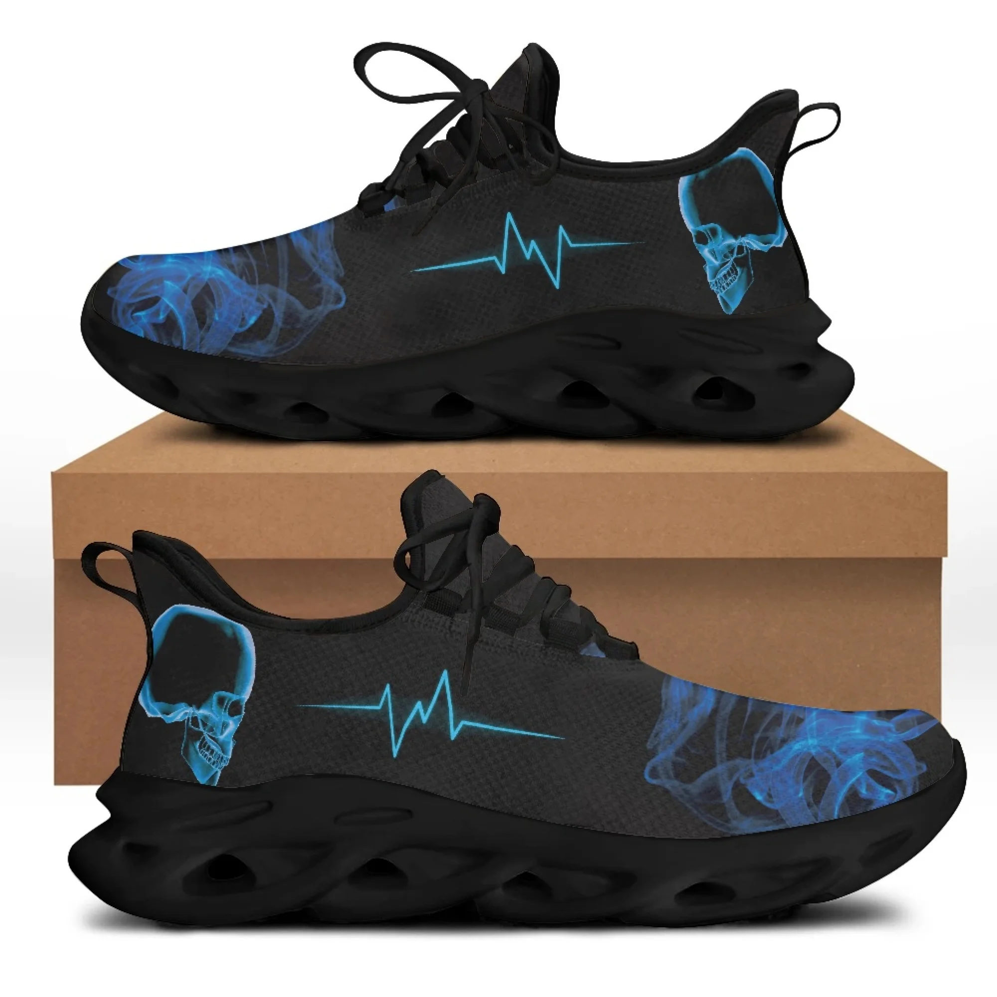 Yikeluo Radiologic Technologist Blue Print Casual Mesh Flats Sneakers Ladies Lightweight Lace Up Footwear Zapatos de Mujer
