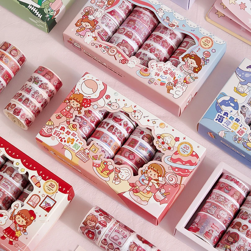 

20Rolls Kawaii Washi Tape Set Scrapbooking Decorative Adhesive Tape Journal Supplies Washitape Stationery Cute Masking Tape
