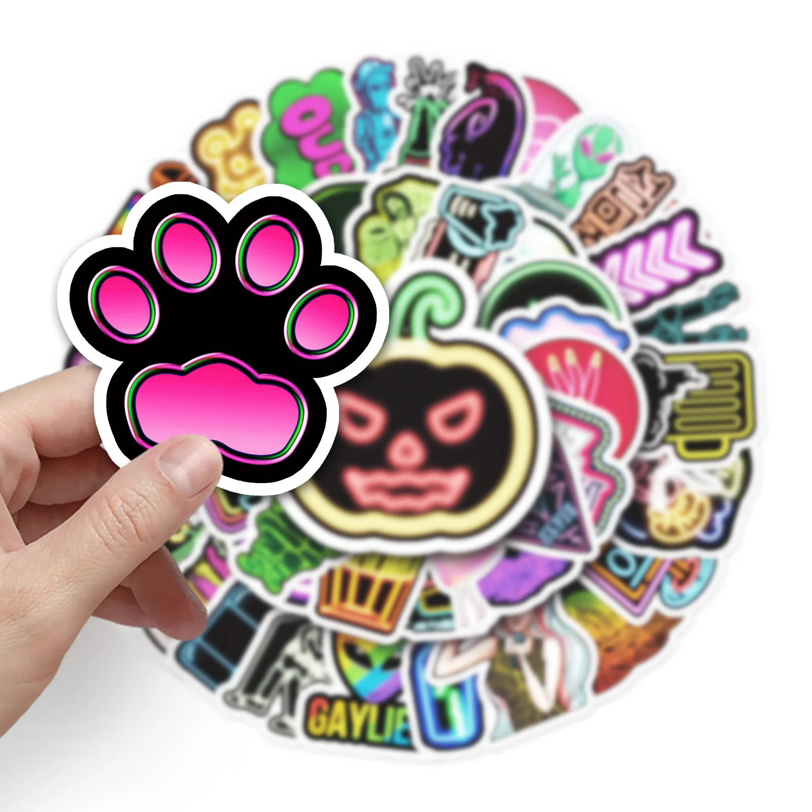 53PCS Neon Decorative Stickers Fashion Waterproof Graffiti Stickers