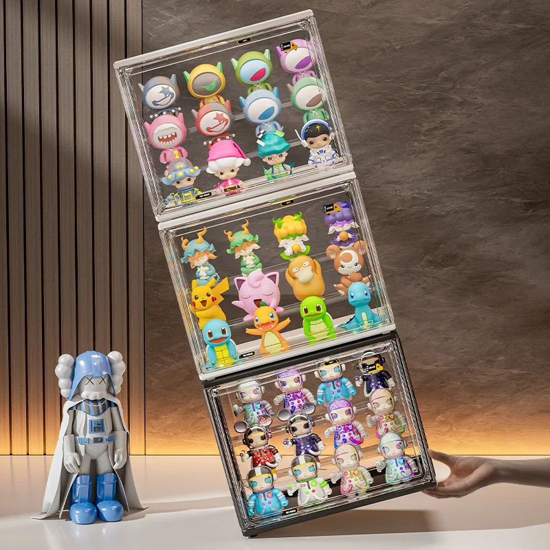 Popmart Display Cabinet Container Showcase Dustproof Storage Box Clear Bubble Mart Display Shelf Anime Figure Toy Storage Stand