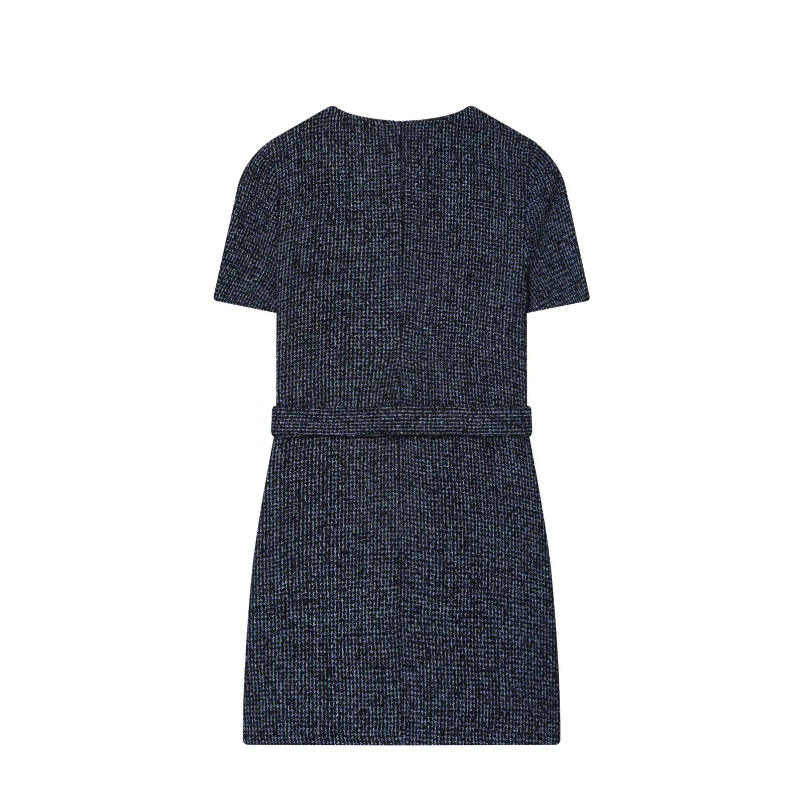 Hh Frau Frühling Mode Rundhals Kurzen Ärmeln Gürtel Strukturelle Dekoration Kleid Weibliche Casual Street Style Vielseitiges Kleid – Detail 3