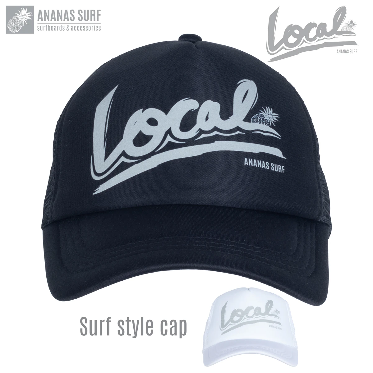 Ananas Surf Beach Cap Snapback With Mesh Foam Brim Kite Surf Water Sport Sun Hats Men Women Trucker Caps Boys Girls Not Sink