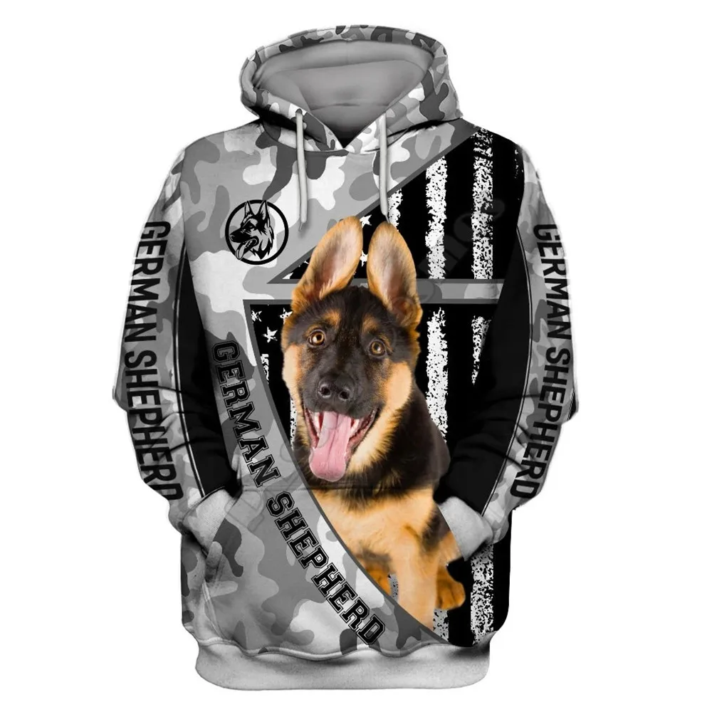 thumbnail image 1 of Sudadera con capucha y estampado 3D por todas partes con diseño de pastor alemán Love Dog Love Dog 01, 1 of 5