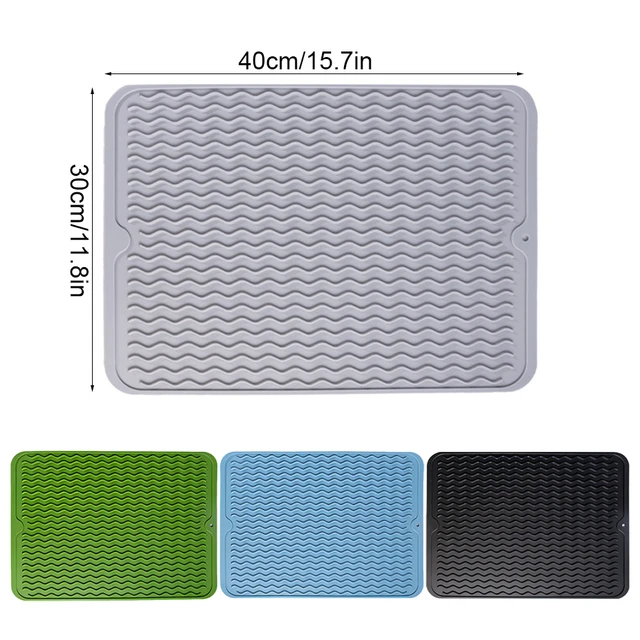 Silicone Dish Drying Mat Countertop Drainer Mat Non-slip Heat Resistance Dry  Mat Fridge Drawer Liner Kitchen Accessories