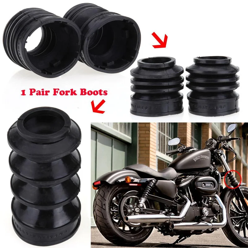Newsmarts Motorcycle 41mm Fork Covers Front Rubber Gaiters Gators Shock Boots For Harley Softail FXST Dyna FXDWG, Forks & Accessories - Canada