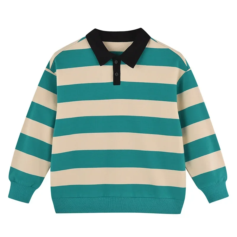 

Polo Shirt Kids Clothes Tops Color Stripes Turn-down Collar Autumn Long Sleeve Polos Baby Boy Camisetas Boys Shirts Size 3T-15T