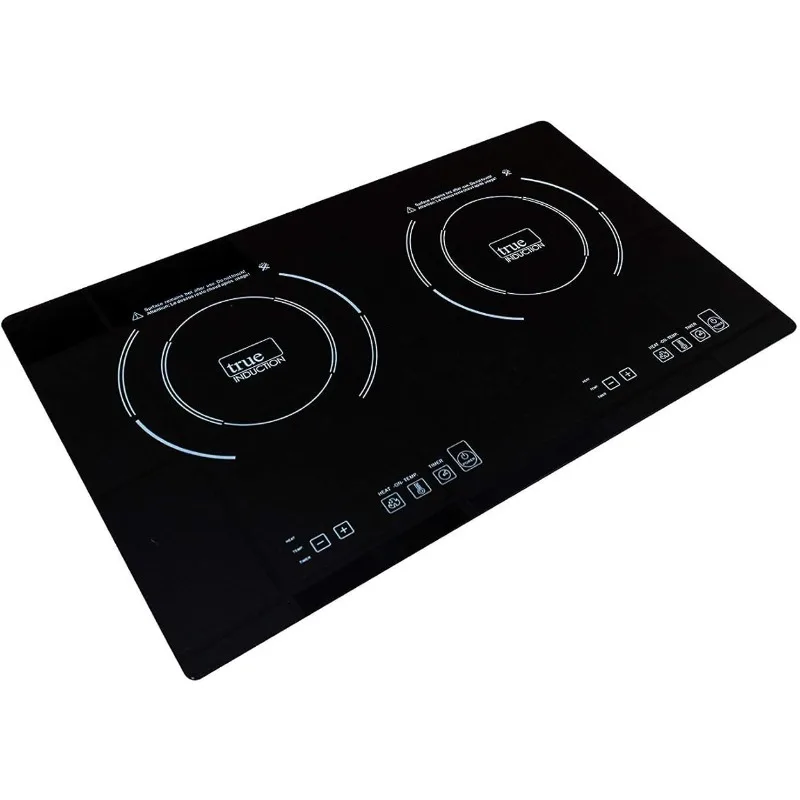 

True Induction TI-2B Built-in Double Burner Induction Glass Cook-Top 120V Black Countertop Burners