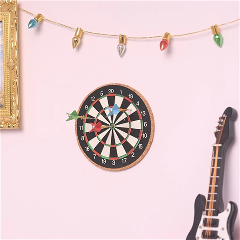 1:6 1:12 Dollhouse Miniature Darts Sports Toys Set Mini Darts  Sports Set Model Home Outdoor Scene Accessories 5