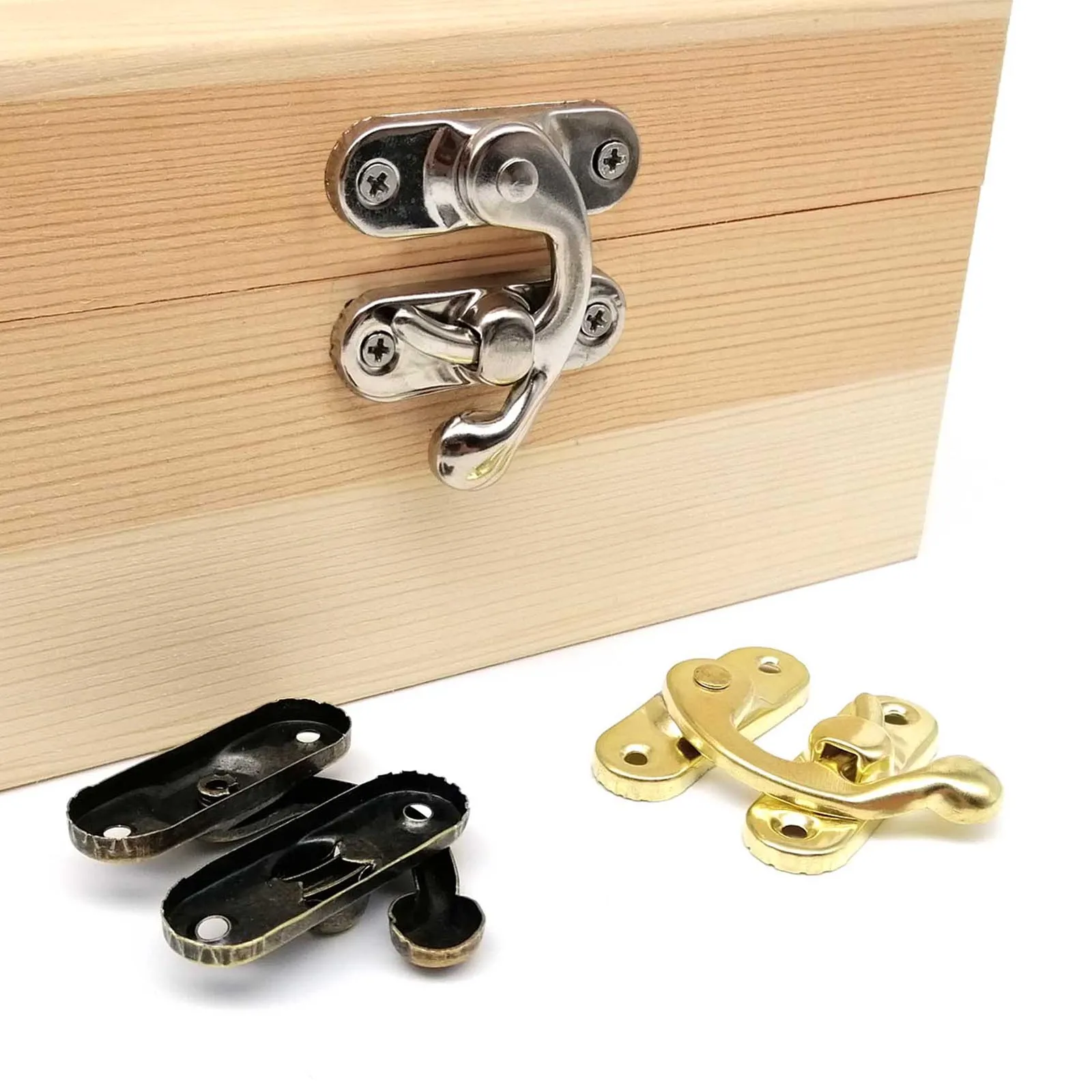 Jewelry Chest Gift Wine Wooden Box Case Toggle Latch Furniture Leather Bag Handbag Suitcase Hasp Hook Lock 3 size color 12pcs