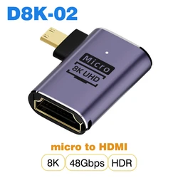 UGOURD Ultra High-Speed HDMI 2.1 Cable Adapter - 1 PCS (D8K-02 Micro to HDMI)