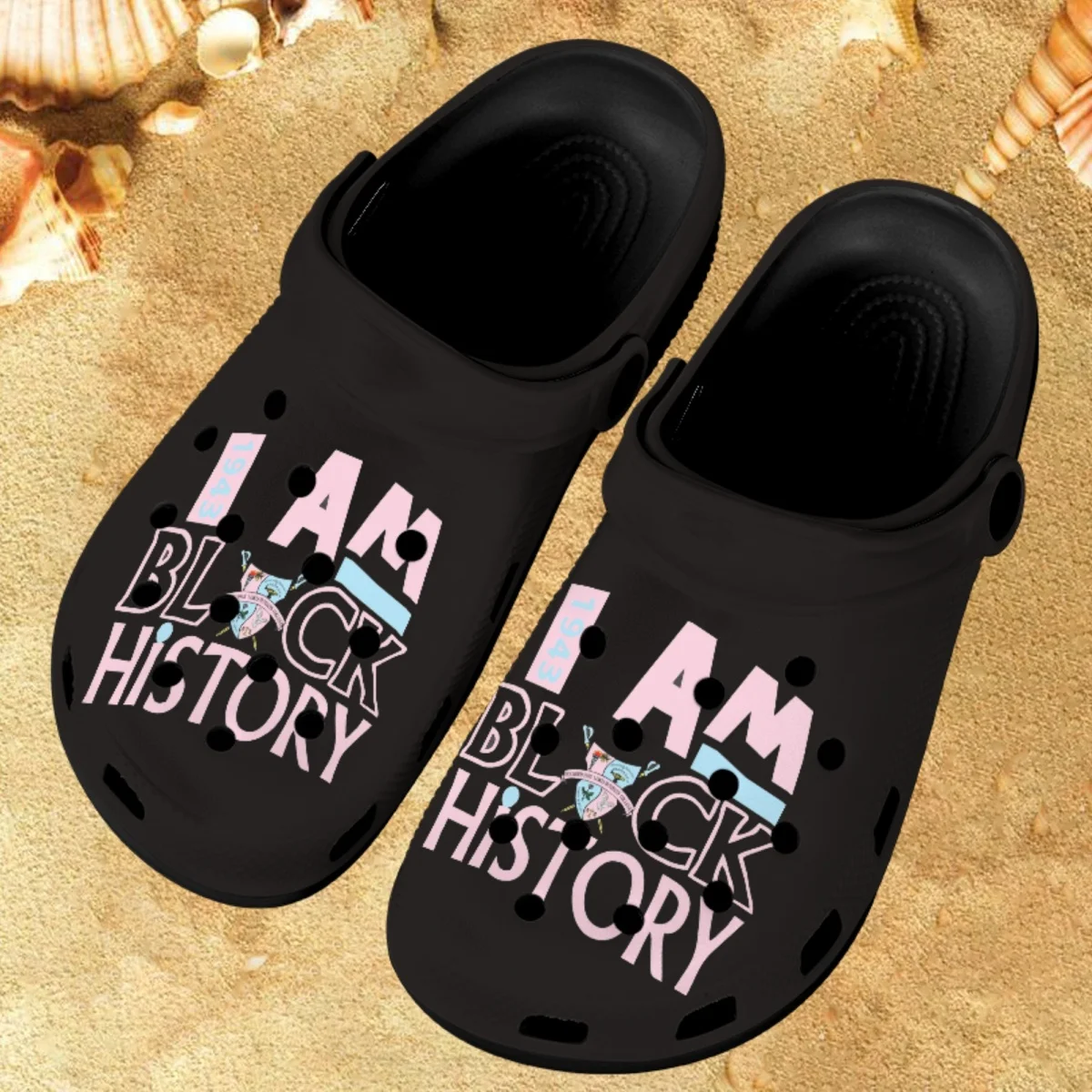 

Women's Sandals Anti-slip Gamma Phi Delta I AM Black History Sorority Breathable Adults Home Slippers Bathroom Casual Comfort