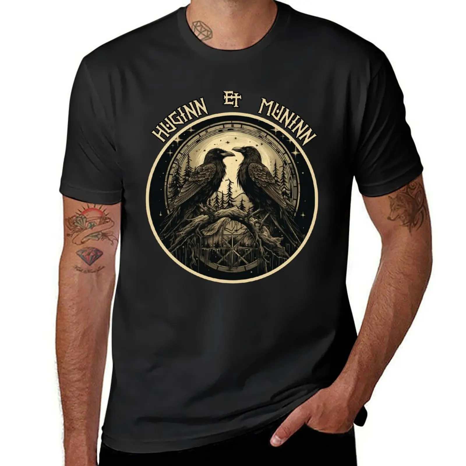 

Odin Ravens Huginn and Muninn Norse Mythology T-Shirt vintage aesthetic clothes mens graphic t-shirts funny