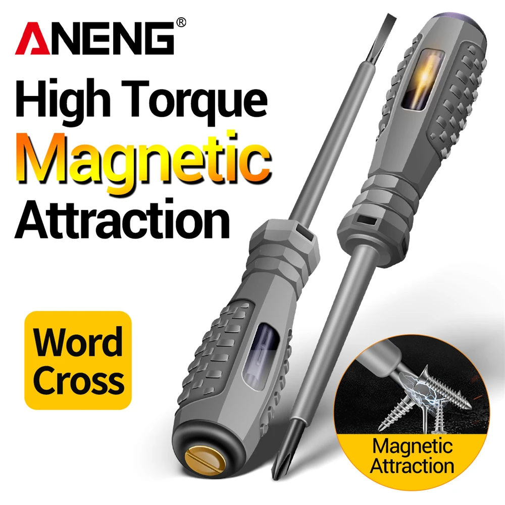 Slotted/Phillips Screwdriver Neon Bulb Indicator Non-Contact Insulated Tester Pocket Detector Pen ANENG B04 Electrician Tools