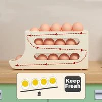 Boîte de rangement d'œufs au réfrigérateur, support à défilement automatique, boîte de rangement, panier à œufs, conteneurs alimentaires, organisateur de réfrigérateur 3