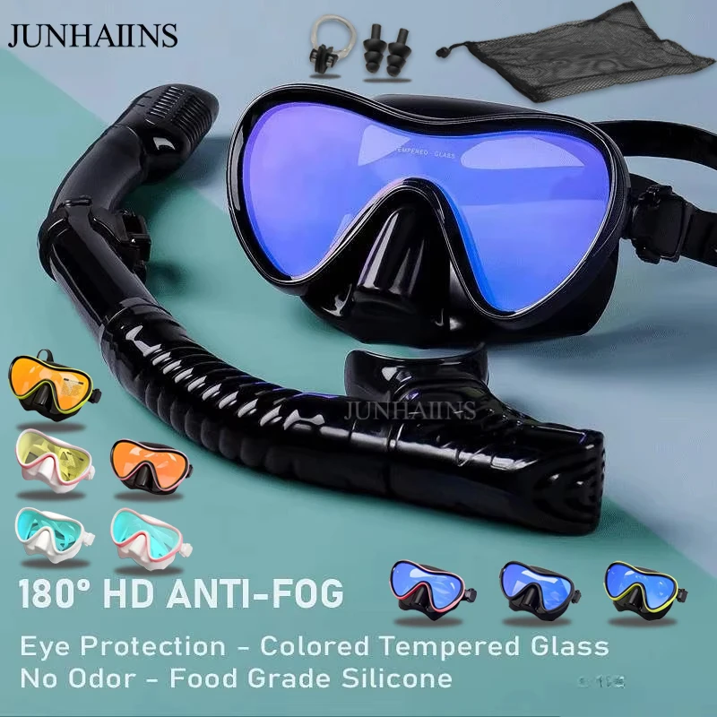 Professional Silicone Scuba Diving Mask Breathing tube Anti Fog Tempered Glass Swimming Snorke Set for Water Sport