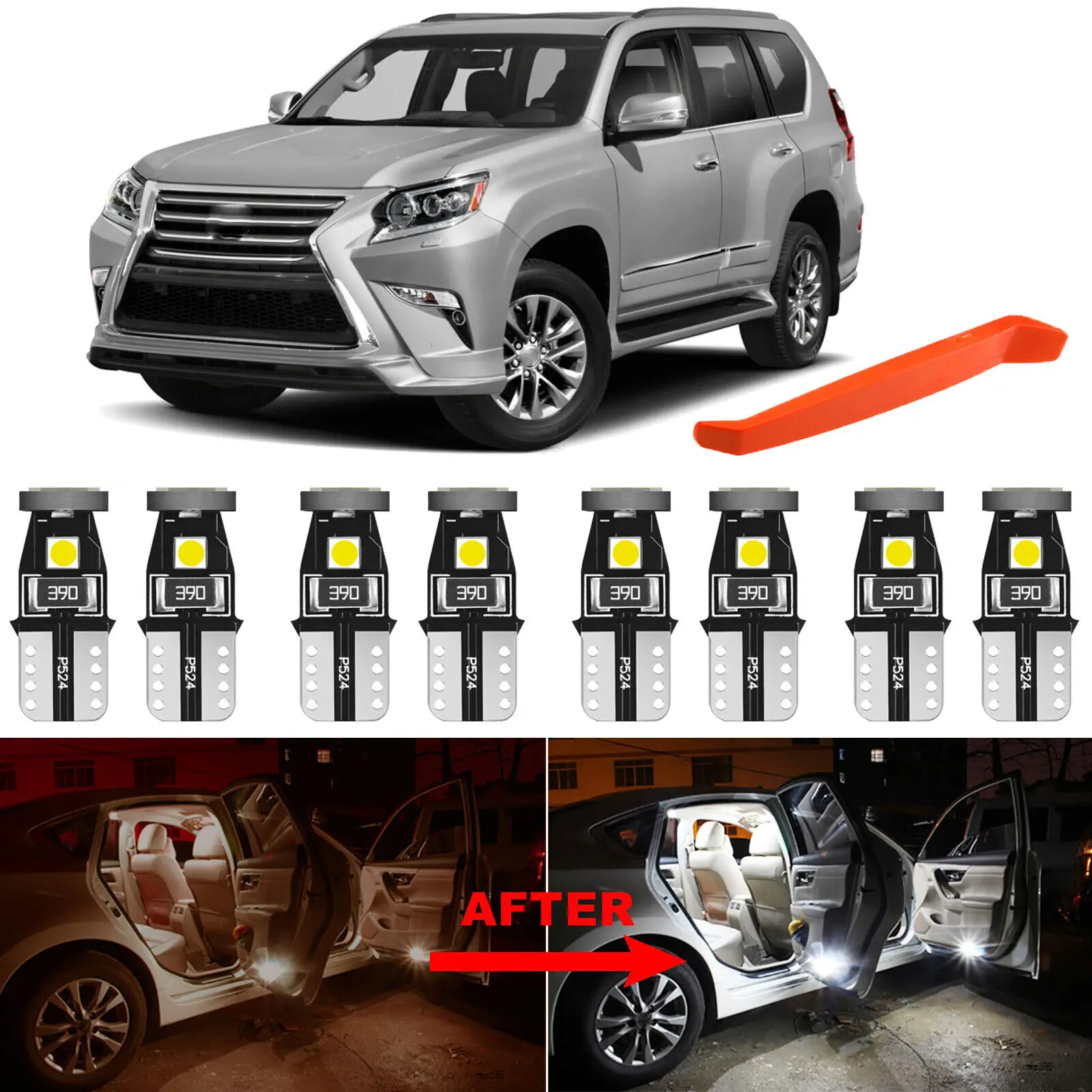 

Winetis 12Pcs Bulbs Interior LED Light Kit Xenon 6000K White Dome Light For 2010-2020 Lexus GX460 + Free Tool