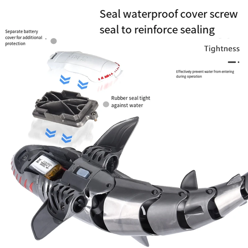 RC Lighted Shark Toy, 2.4G Wireless For Kids, Pool Water Boat Toy Includes 2 Batteries 3