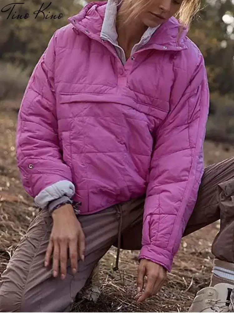 

New Cotton Coat for Women Loose Long-sleeved Pullover Hooded Fashion Top Winter Down Coats Women's Jacket