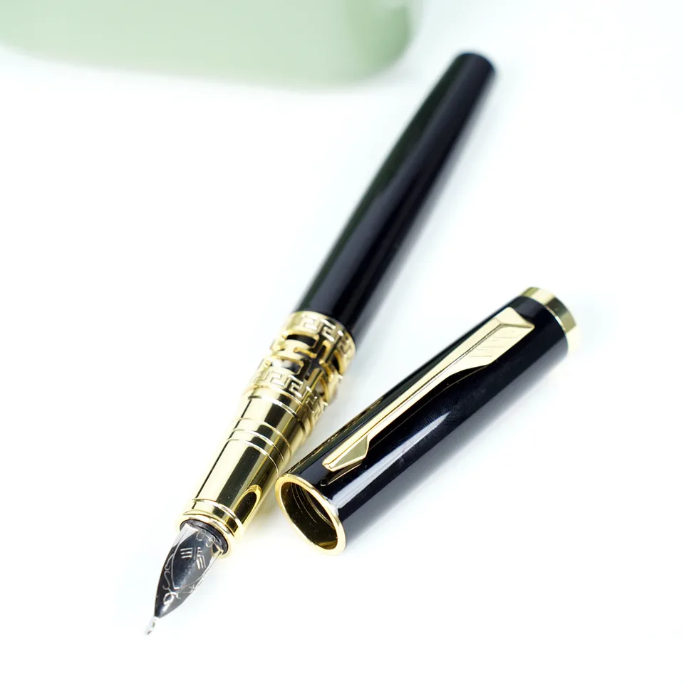黒い万年筆 ゴールド装飾 金星オールメタル万年筆ゴシックアートペンアラビアペルシャmijit書道