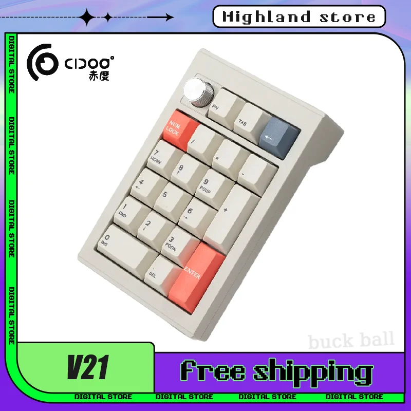 

Беспроводная клавиатура Cidoo V21 с мини-цифрами, 3 режима, 21 клавиша, RGB механическая клавиатура 2,4G/USB/Bluetooth, аксессуар для горячей замены, подарок для ПК