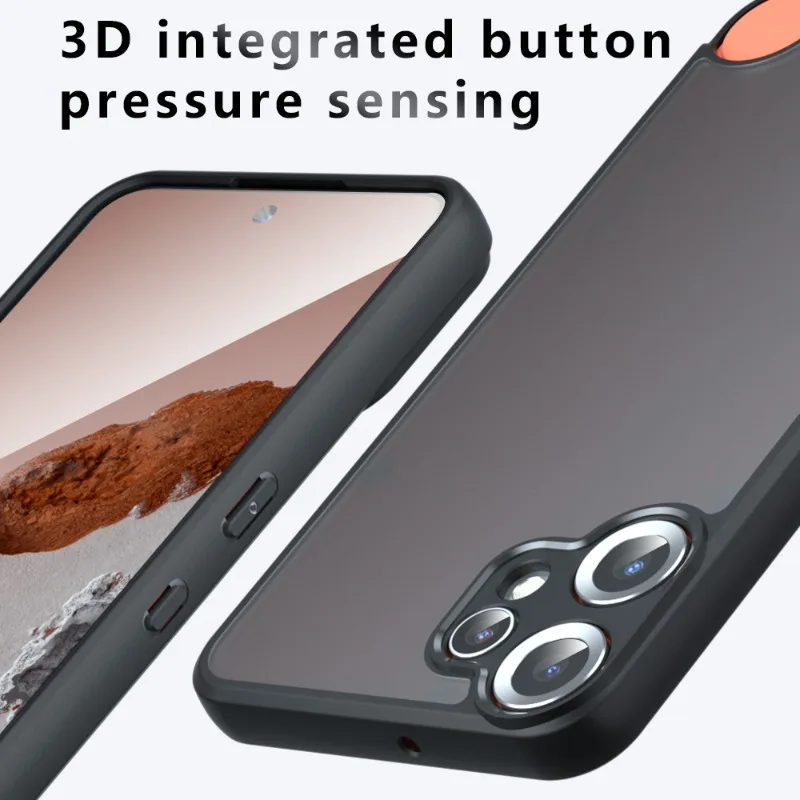 Matte Shockproof Phone Case with Hard Bumper and Soft Clear Back Cover