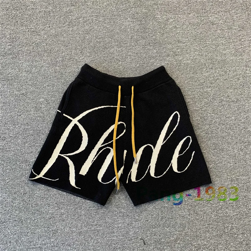 

Rhude Letter Logo Jacquard Drawstring Woolen High Street Shorts