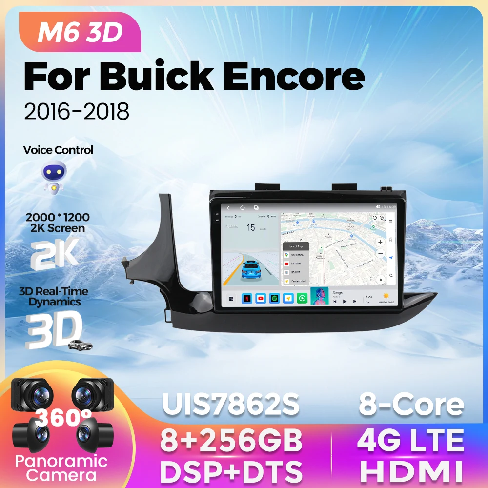 

Новинка 2023, автомагнитола M6 Pro Plus 3D для Buick Encore 2016-2018, мультимедийный плеер, автомобильная интеллектуальная система для Carplay, Android, авто