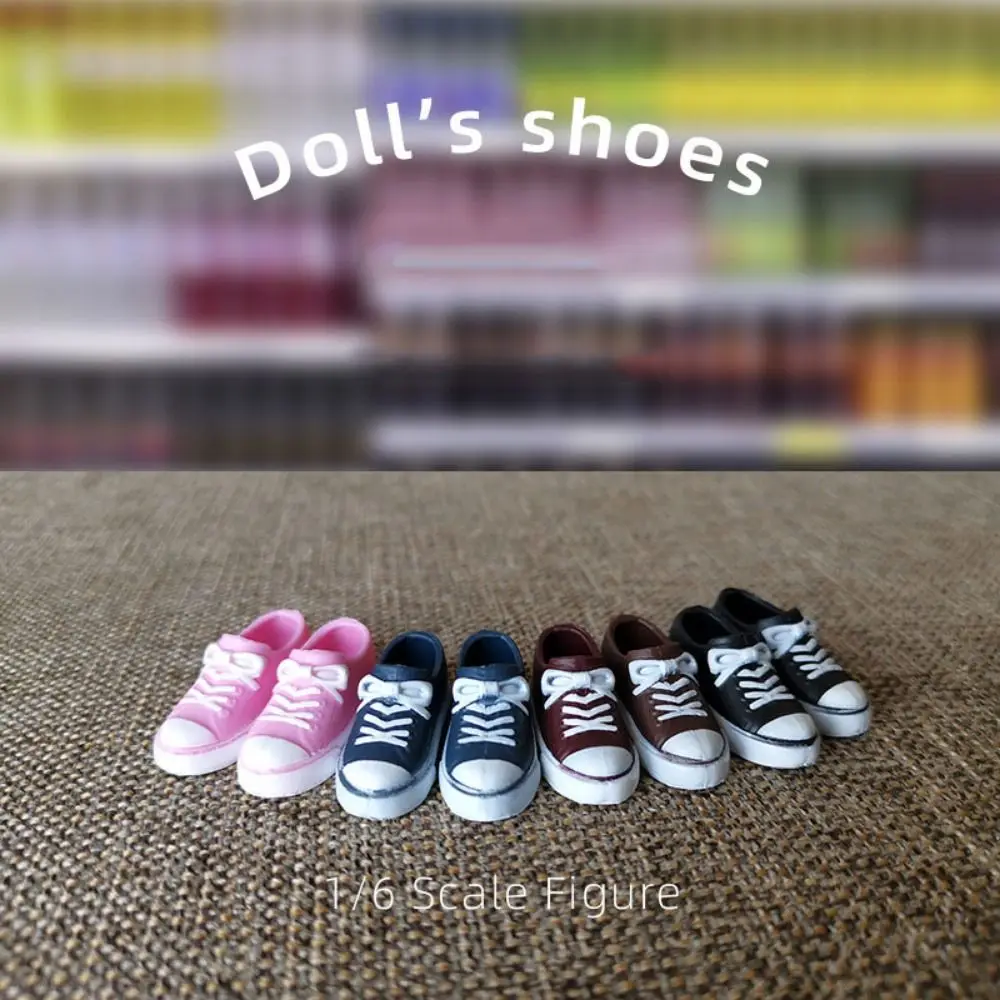 Round Toe 30cm Doll Sneakers Solid Color Sneakers 1/6 Doll Shoes Cute Mini PVC Doll Casual Shoes 2cm Fit for Foot Length 2cm