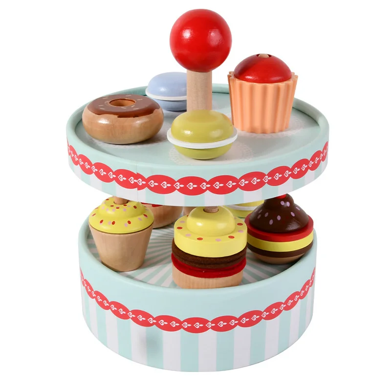 

Веселая деревянная кухня, имитация игрового домика, мини-башня для торта, детский подарок на день рождения, Пончик, развивающая игрушка, набор