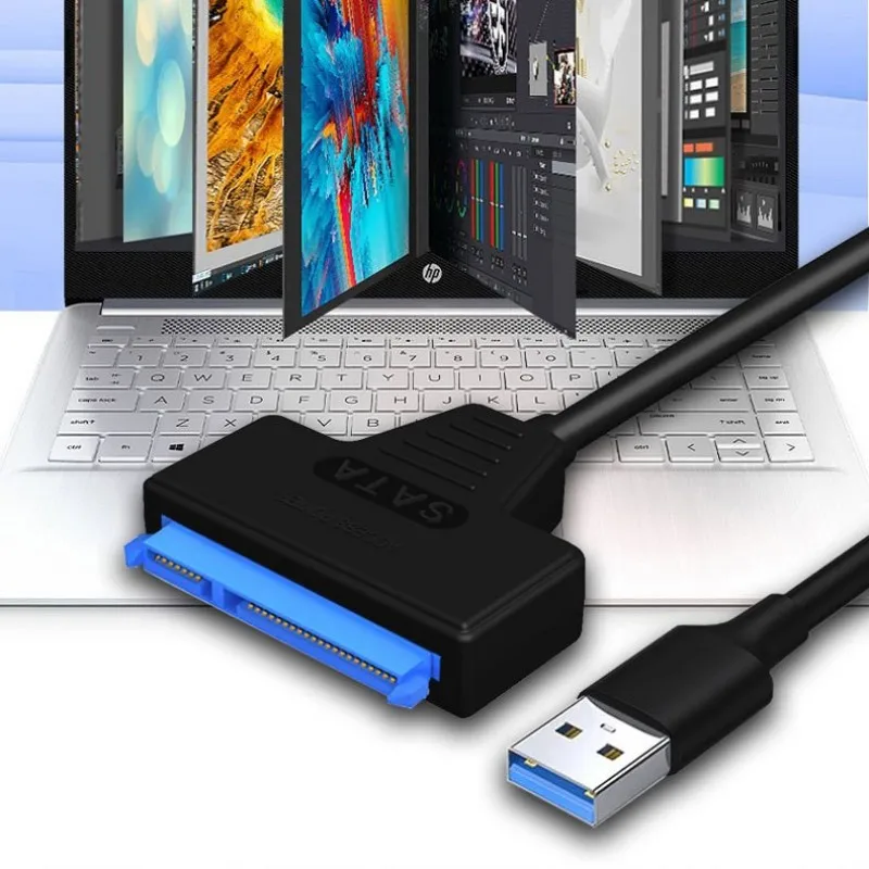 SATA에서 USB 3.0 어댑터, PC 하드웨어 케이블, 2.5 인치, 3.5 인치 HDD 기계용 어댑터, 추가 전원 코드 없음, 듀얼 USB3.0, 1 개