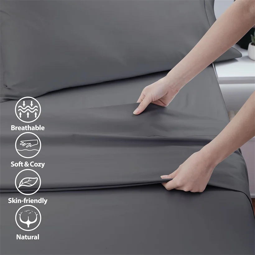 Egyptian Cotton Flat Bed Sheet Plain Bed Cover Single Double Queen King Size Bedsheet Bed Linen Durable Soft Bedspreads Bedsheet 4