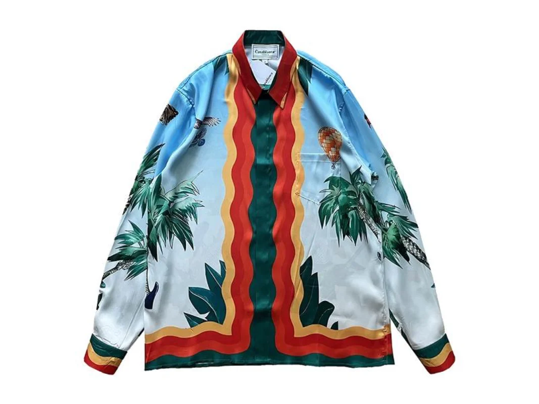 

Top Version 1:1 Butterfly Rabbit Rainbow Flower Casablanca Shirt Men Women Cool Fabric Justin Bieber Casablanca Top Tees