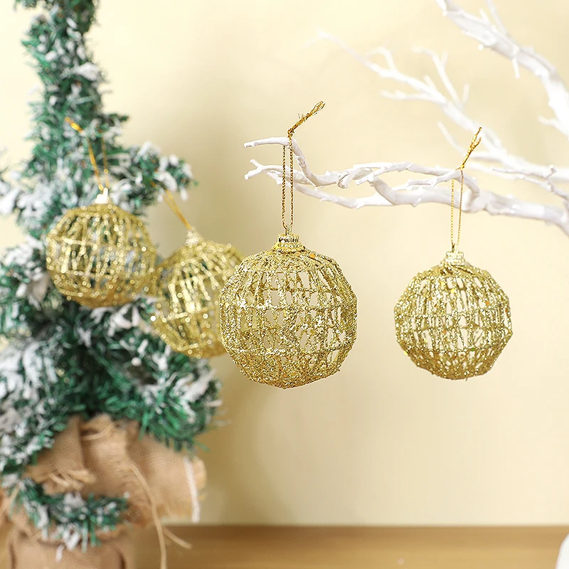 5-8 cm Weihnachten Weihnachtsbaum Gold Ball Baubles Hängen Party Ornament Dekoration Navidad Gold Staub Weihnachten Ball mit Skalen – Detail 8