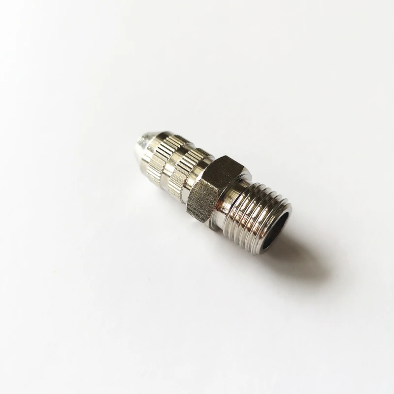 luer compression fitting, cap to M12x1 male thread, dispensing valve adapter nickel plated brass connector