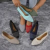 New Fashion Pointed Toe Flat Office Boat Solid Color Knitted Slip on Shoes Casual Ballet Flats Shoes Women Loafers Zapatos Mujer