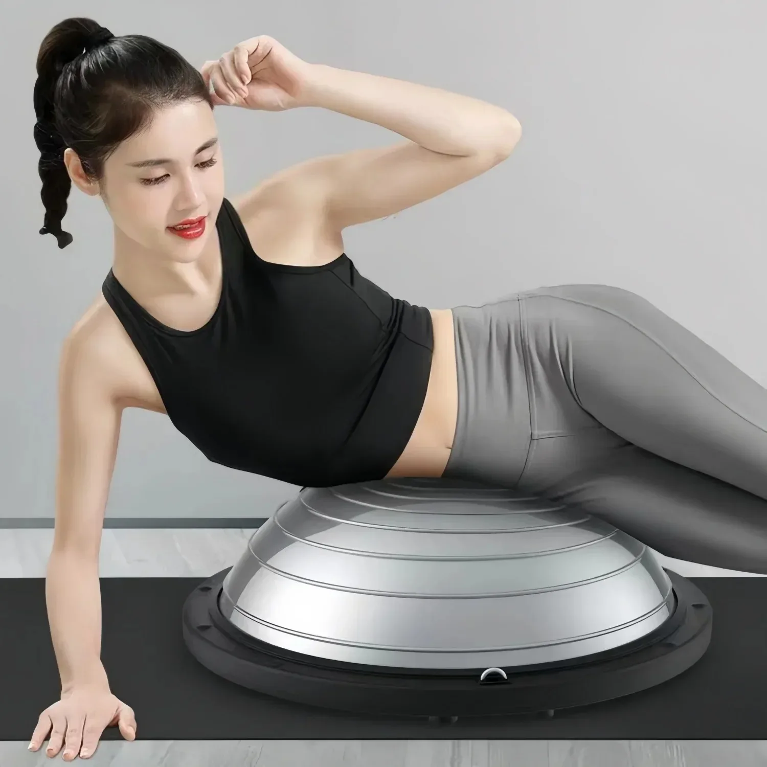 46cm High Quality Yoga Balance Ball Strong Half Home Gym Fitness Ball Explosion-Proof Pilates Fitball Wave Speed