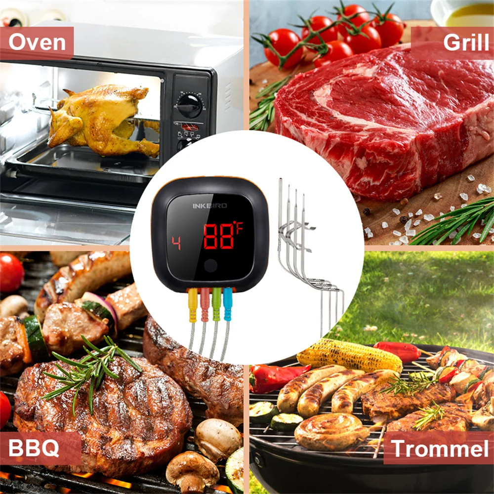 INKBIRD Wireless Bluetooth Grill BBQ Meat Thermometer with 4