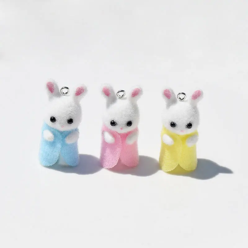 10PCS3D Cute Dressed Clothes Bunny Charms Resin  Accessories For Making Diy Necklace Earrings Keychain Handmade  Supplies