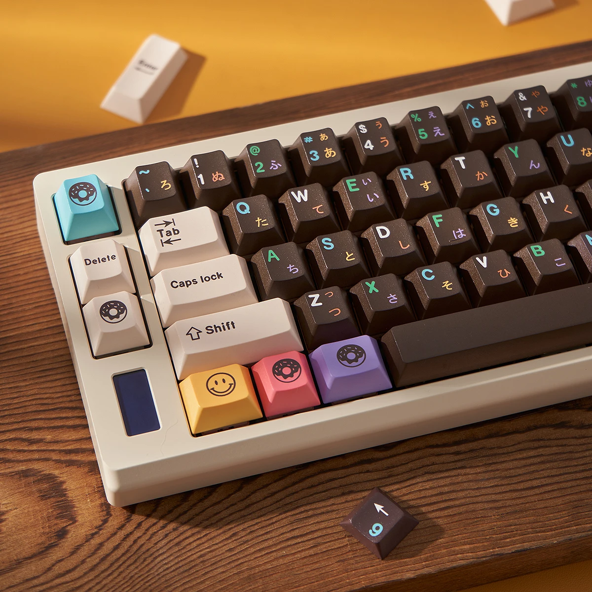 Luva x Domikey Choco Donuts Tema Keycap Conjunto Completo Perfil Cereja Pbt Tintura-sublimação Teclado Mecânico 153 Chaves
